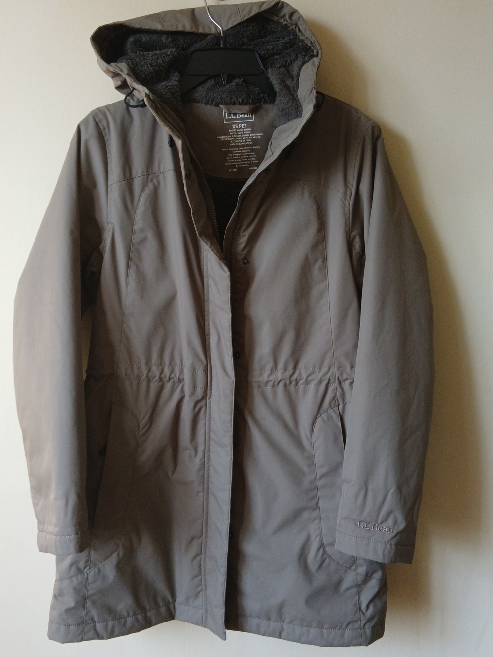 L.L. Bean Pet Hooded Fleece Lined Parka Jacket